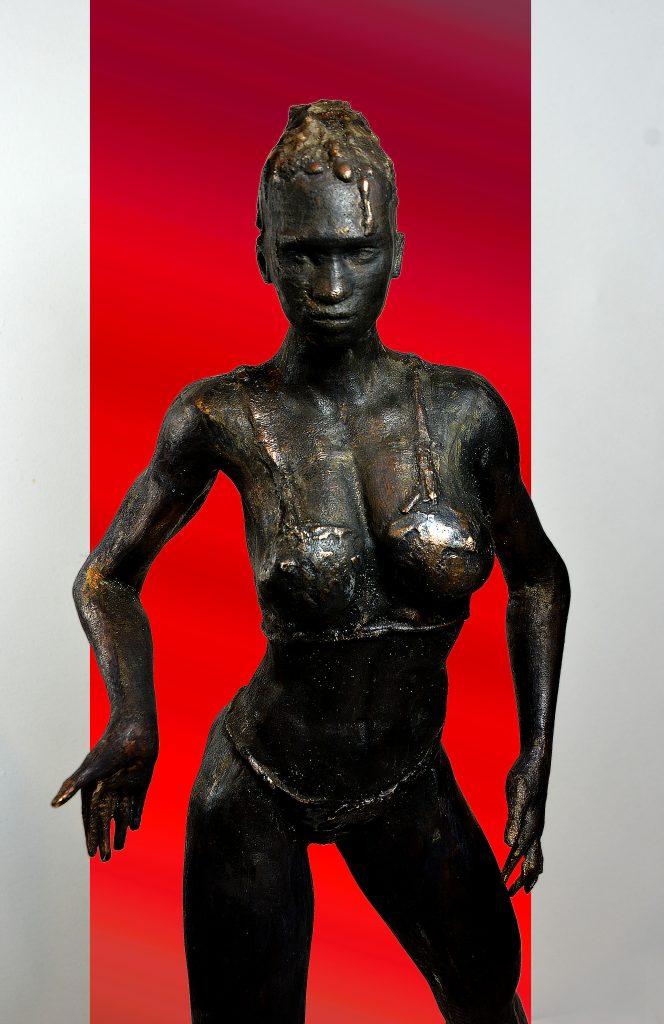 Piotr Bubak – Refleksja- brąz patynowany-kamień – 68x35x19cm-2021r