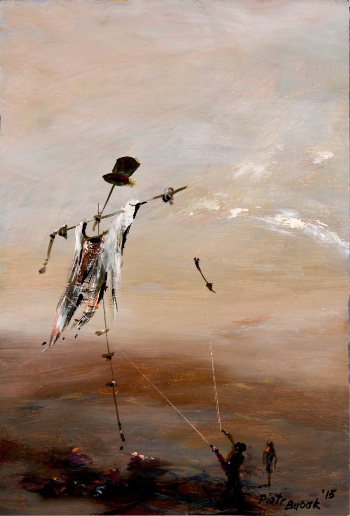 Piotr Bubak-Strach na wróble-olej-deska-30x20cm-2015rok