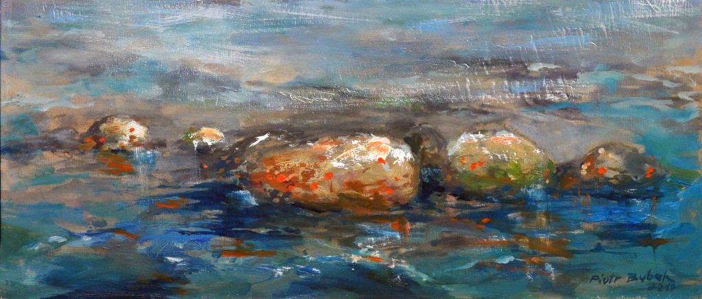 Piotr Bubak-kamienie Gdynia-25×58 cm-na desce